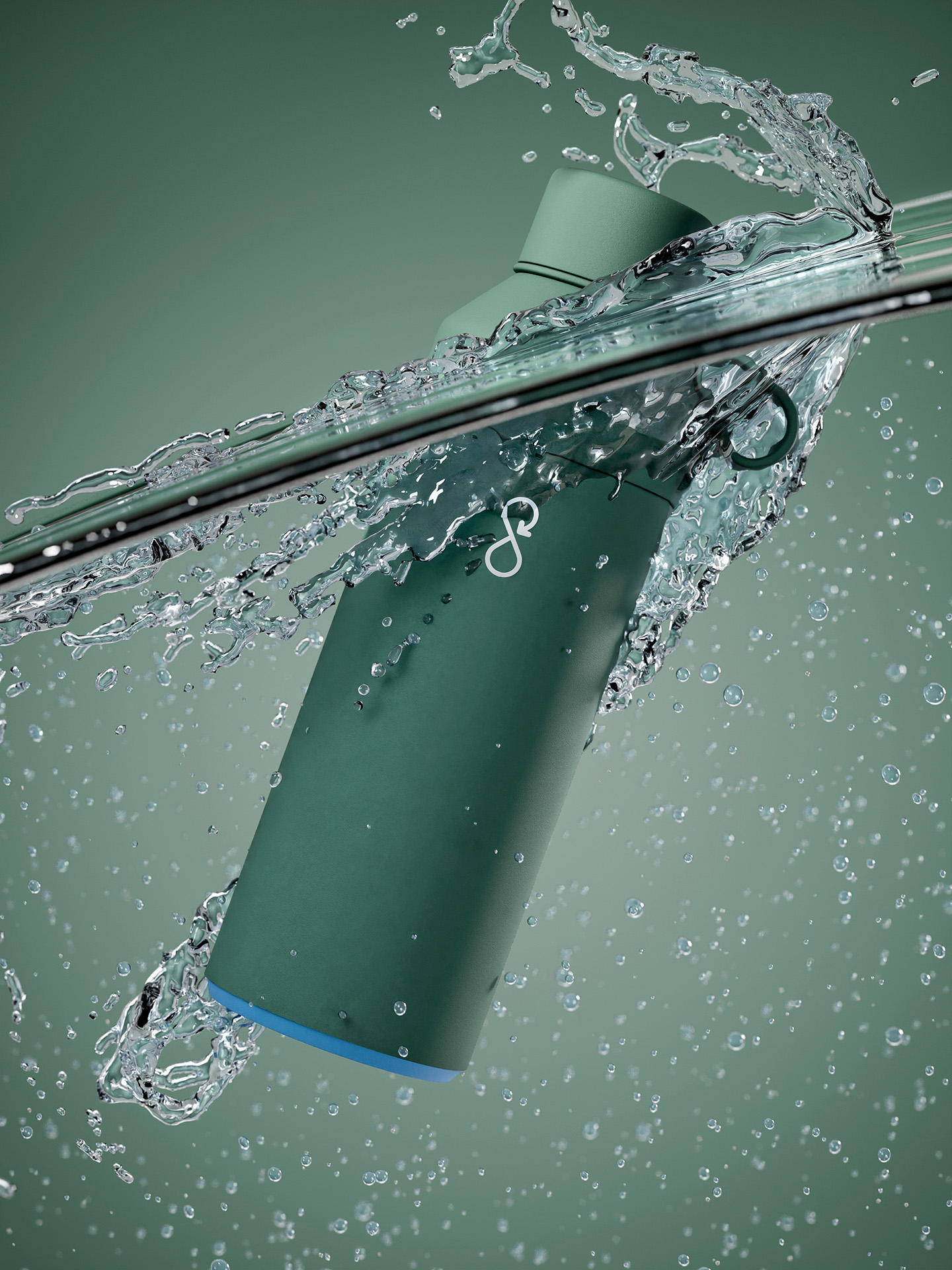 Ocean Bottle Green with Water
